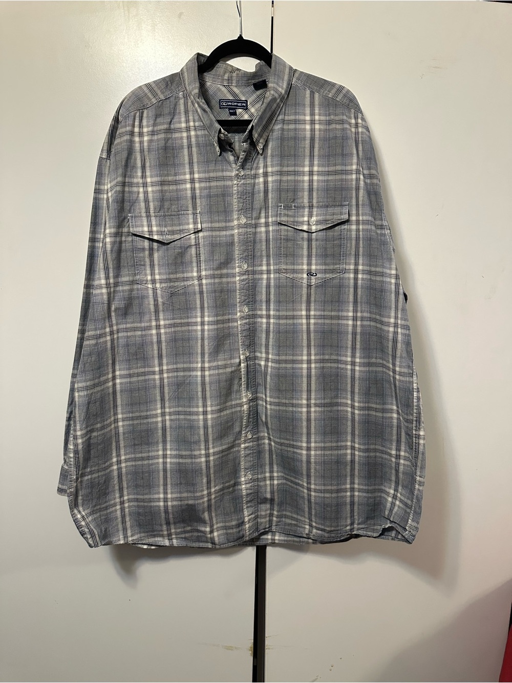 Roper Gray Plaid Long-Sleeve Button-Down Shirt